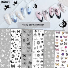 Starry star nail art sticker for manicure accessories back adhesive black white bow butterfly fly horse slider nail decals YJ009 2024 - buy cheap