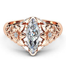 Fashion Luxury Cubic Zirconia Hollow Rose Flower Rings Women Wedding Party AAA Zircon Eye Crystal Ring 2021 Romantic Jewelry 2024 - buy cheap