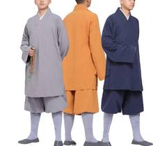 unisex 5color red/black/blue FULL COTTON buddhist shaolin monk kung fu suits martial arts zen lay clothing arhat lohan uniforms 2024 - buy cheap