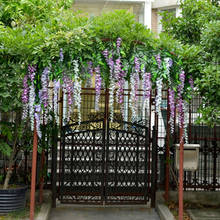 12 Pieces Wedding flower branch artificial wisteria flower decoration flower outdoor arch decoration gate vine garden leaf 2024 - buy cheap