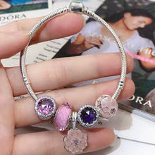 2020 Hot-selling New Silver-plated Brand Bracelet, DIY Floral Bead Charm Ladies Bracelet Holiday Gift Direct Shipment 2024 - buy cheap