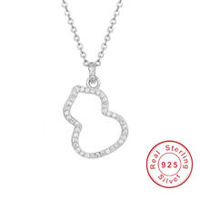 Brand Solid 925 Sterling Silver Gourd Pendant Necklace with 5A Austrian Cubic Zirconia Fashion Jewels Necklaces Cute girl gift 2024 - buy cheap