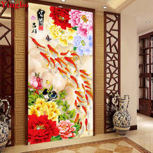 New arrival DIY Diamond Painting Chinese Style Nine Koi Fish Flower 5D Full Square Diamond Embroidery Diamond Mosaic Decor Home 2024 - buy cheap