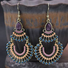 Bohemian Round Vintage Water Drop Earrings For Women kolczyki Boho Gem Stone Rice Beads Hollow Out Ladies Earrings Pendientes 2024 - buy cheap