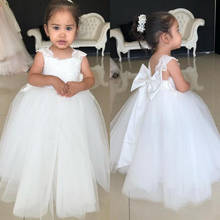 Fluffy Tulle  White Flower Girl Dresses Lace Applique Sleeveless First Communion Dresses GirlsPageant Party Dresses 2024 - buy cheap