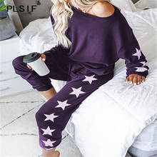 Hot sale fashion star spliced women's wear o-neck long sleeve pullovers and sports pants 2 piece set casual fashion gym outfit 2024 - buy cheap