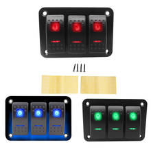 Marine Boat Rocker Switch Panel 12V 3 Gang Waterproof ON Off Toggle Switches Blue & Red & Green  LED Light ,Boating,Caravan New 2024 - buy cheap