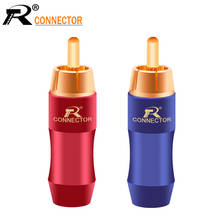 Adaptador de plug macho rca banhado a ouro, 2 peças/1 par, suporte para fio de vídeo/áudio, cabo de 6mm, azul e vermelho 2024 - compre barato