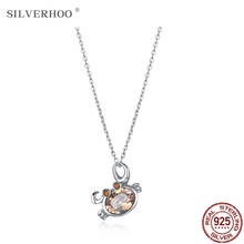 SILVERHOO 925 Sterling Silver Necklaces 12-Constellations Cancer Austria Crystal Pendant Chain Women Necklace Fine Jewelry Hot 2024 - buy cheap