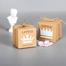 Cajas de caramelos con cinta para Baby Shower, suministros para fiesta de cumpleaños, corona cortada con láser, caja de favores, 10 unids/lote 2024 - compra barato