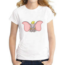 Dumbo-Camiseta holgada de manga corta para mujer, blusa holgada con estampado de dibujos animados, cuello redondo, estilo Harajuku, versión coreana 2024 - compra barato