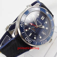 Мужские автоматические часы BLIGER, 41 мм, с синей рамкой и ручным индикатором даты, из нержавеющей стали, функция GMT 2024 - купить недорого