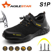 Zapatos de seguridad transpirables para hombre, botas con punta de acero, informales, indestructibles de trabajo, a prueba de perforaciones, S1P 2024 - compra barato