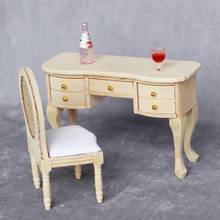 1/12 Dollhouse Mini 5drawer Table Desk Furniture Model Study Scene DIY Decor Study room micro scenes diy solid wood writing desk 2024 - buy cheap