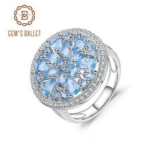 Женское Винтажное кольцо из серебра 925 пробы, с натуральным швейцарским голубым топазом 2024 - купить недорого