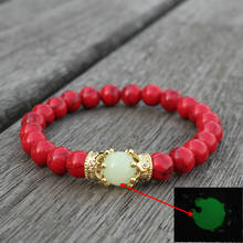 Natural Red Stone Luminous Bead Charm Bracelet For Women Fashion Crown Handmade Beaded Women Bracelet Yoga Jewelry Pulsera Mujer 2024 - buy cheap