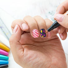 Caneta marcadora de unha de 8 cores f472, caneta marcadora para arte de unha monami 1.7mm fina não permanente de casa diy, decoração de papelaria coreana, presente de menina 2024 - compre barato