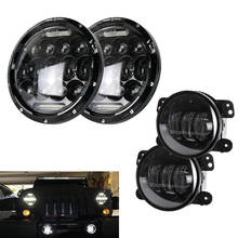 7" 75W LED Headlights + 4" 30W LED Fog Lights 1Pair for Jeep Wrangler JK 2007-2017 2024 - buy cheap