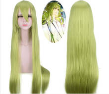 Peruca para cosplay do fate grand ordem, peruca verde longa e reta, para fantasia de festa, cabelo sintético c051 2024 - compre barato
