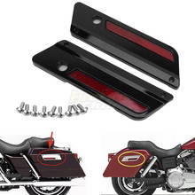 Alforje abs para motocicleta, capa de dobradiça, placa abs com refletor vermelho para harley touring 1994-2013, rei da estrada 2024 - compre barato