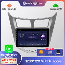 Prelingcar-Radio Multimedia con GPS para coche, reproductor de vídeo con Android 10,0, sin DVD, 2 Din, IPS, ocho núcleos, para Hyundai Solaris 2010-2016 2024 - compra barato