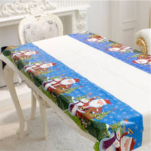 Toalha de mesa de pvc descartável e estampada, 110x180cm, árvore de natal, com mesa para decoração jantar, decoração para casa, ano novo, 1 peça 2024 - compre barato