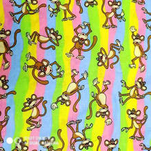 Tela de algodón con estampado de mono de dibujos animados de arcoíris, 100% tela de algodón por metro, retales para costura, bricolaje, ropa para niños 2024 - compra barato
