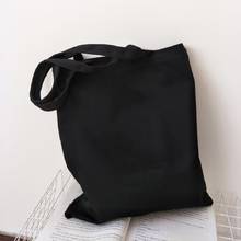 Harajuku Solid color Canvas Women's College Ulzzang Korean Black Large Capacity White DIY Casual Fashion Shopping bags