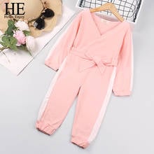 HE Hello Enjoy Baby Girls Clothes Long Sleeveless Casual Collar One-Piece Romper Solid Color Girls Jumpsuit Overalls Children 2024 - buy cheap