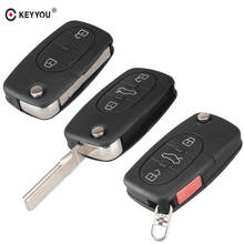 KEYYOU-carcasa para llave de coche, reemplazo de 2/3/4 botones, Flip, Fob, para Audi TT A2 A3 A4 A6 A8 TT Quattro + Blade CR2032 2024 - compra barato