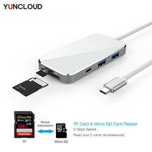 YUNCLOUD-Base de USB-C tipo C 3,1 a USB 3,0, 4K, HDMI, Compatible con Jack de 3,5mm, SD, TF, carga PD para Macbook, portátil, P40, Mate40 2024 - compra barato