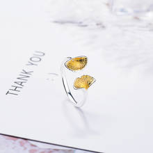925 Sterling Silver Open Design Yellow Leaf Index Finger Ring Adjustable Chic Statement Ring Jewelry S-R379 2024 - buy cheap