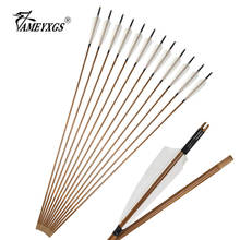 12pcs Archery Bamboo Arrow 32inch Bamboo Shaft With Shield Shape Turkey Feathers Hunting Bow And Arrow Shooting  Accessories 2024 - buy cheap