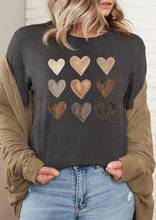 Camiseta estilo harajuku para mulheres, camiseta tipo coração, gola redonda, de dia dos namorados, amor e coração, moda vintage, arte 2024 - compre barato
