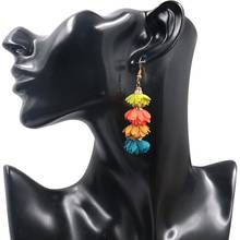 Bohemian Women Long Tassel Pendant Earrings Party Cloth Flower Dangle Earrings Drop Hook Earrings Jewelry Woman's accesories New 2024 - buy cheap