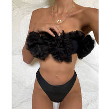 sexy two piece black Swimsuit Women Swimwear tankini swimming suits women 2022 beachwear set Strapless mesh top Low waist Bikini 2024 - buy cheap