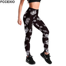 FCCEXIO  Women Legging Sexy New Sport Black Leggings White Retro Dragon Classic Print Leggins For Women Gym Pants 2024 - buy cheap