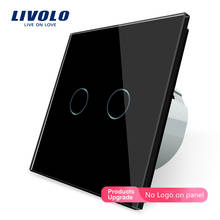 Livolo/Стандартный, настенный выключатель VL-C702-12, черного цвета с украшением в виде кристаллов Стекло панели, 2 банды 1 Путь, настенный светильник сенсорный Экран переключатель 2024 - купить недорого