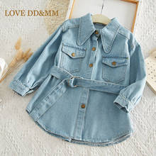 LOVE DD&MM Girls Dresses 2022 Autumn New Children's Wear Girls Casual Pocket Belt Long-Sleeved Comfortable Denim Dress 2024 - buy cheap