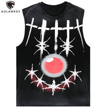 Aolamegs-camisetas sin mangas para hombre, Tops sin mangas con Graffiti de demonio Punk, Camiseta holgada de verano para gimnasio, chaleco de cuello redondo para Fitness, ropa de calle Hipster de Rock Hip Hop 2024 - compra barato