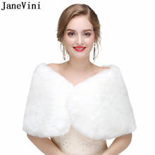 JaneVini Elegant Bridal Wraps for Women Formal Dress White Cloak Faux Fur Wrap Bride Shoulder Cover Winter Wedding Capes Bolero 2024 - buy cheap