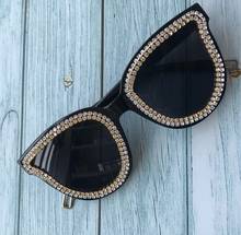 2019 New Handmade Oval Women Sunglasses Black Round Eyewear Rainbow Beads Diamond Mens Sun Glasses Party Shades UV400 Eyeglass 2024 - buy cheap