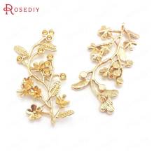 (38578)6PCS 21x41MM 24K Champagne Gold Color Brass Tree Branches Charms Pendants High Quality Jewelry Making  Accessories 2024 - buy cheap
