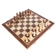 Juego de ajedrez magnético plegable para niños y adultos, tablero de madera con fieltro Interior para almacenamiento, tablero grande para principiantes 2024 - compra barato