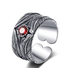 New S925 real silver punk ring with red zircon ring for men Thai silver ring for women men's rings women's rings 2024 - buy cheap