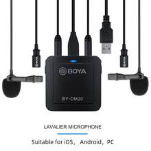 BOYA телефон с двумя планками, петличный микрофон, совместимый с USB-интерфейсом Type-C, микрофон для мониторинга в режиме реального времени 2024 - купить недорого