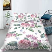 2021 moda 3d flor vermelha impressão conjuntos de cama capa edredão conjunto colcha capa e travesseiro shams 2/3pcs roupas 2024 - compre barato