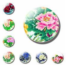 Chinese Peony Refrigerator Sticker Glass Dome 30MM Red Peony Flower Refrigerator Sticker Flower Lovers Kitchen Home Decoration 2024 - buy cheap