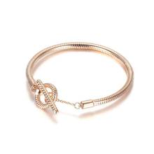 Anillo antideslizante de Plata de Ley 925 para mujer, pulsera con hebilla redonda, cadena de oro rosa, regalo de joyería 2024 - compra barato