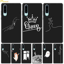 Capa de silicone para huawei p30pro, capa para proteção de celular p30 lite p30 pro, tpu preto pintado, bonitinho, rainha, boneco 2024 - compre barato